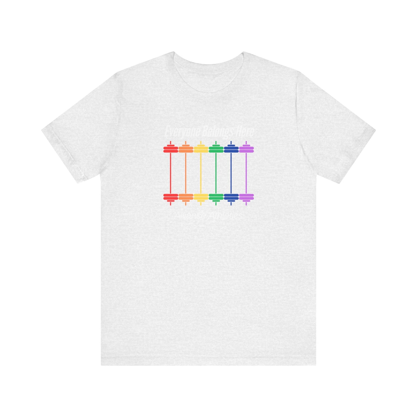 Everyone Belongs Barbells Tee, Funny Workout Shirt, Gym Wear, Unique Gift for Fitness Lovers, Unisex Exercise Tee