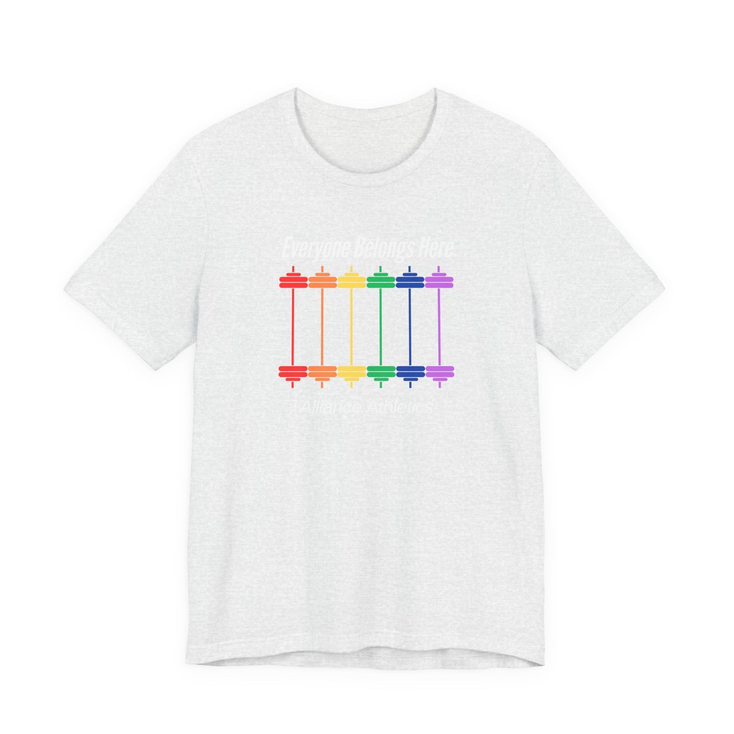 Everyone Belongs Barbells Tee, Funny Workout Shirt, Gym Wear, Unique Gift for Fitness Lovers, Unisex Exercise Tee
