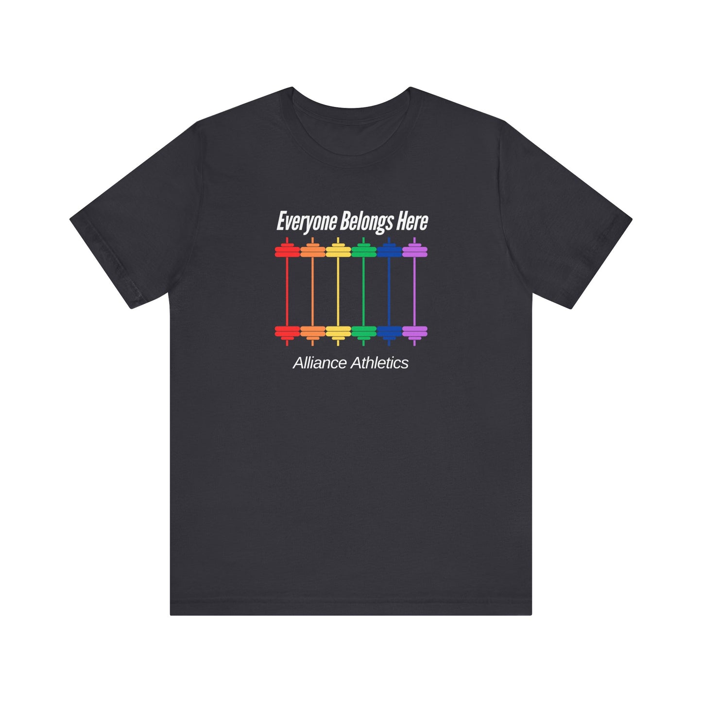 Everyone Belongs Barbells Tee, Funny Workout Shirt, Gym Wear, Unique Gift for Fitness Lovers, Unisex Exercise Tee