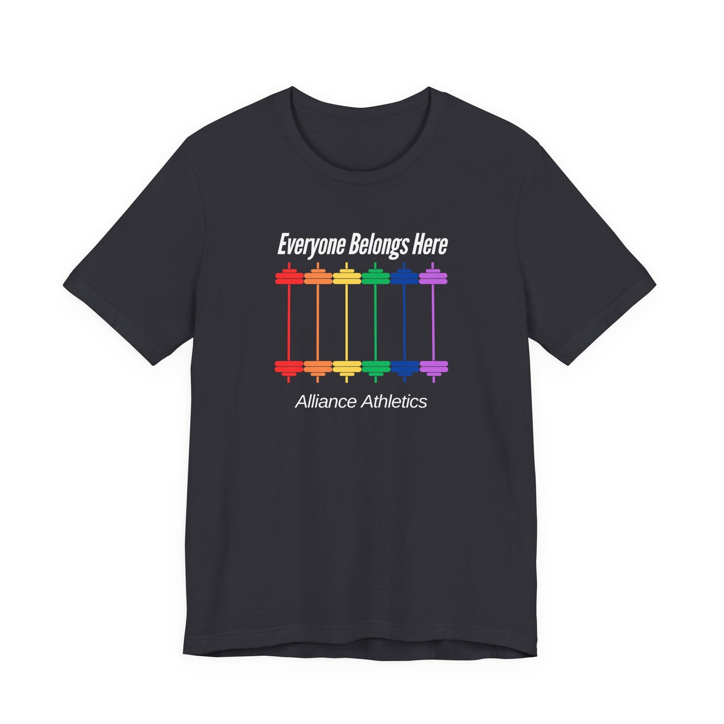 Everyone Belongs Barbells Tee, Funny Workout Shirt, Gym Wear, Unique Gift for Fitness Lovers, Unisex Exercise Tee