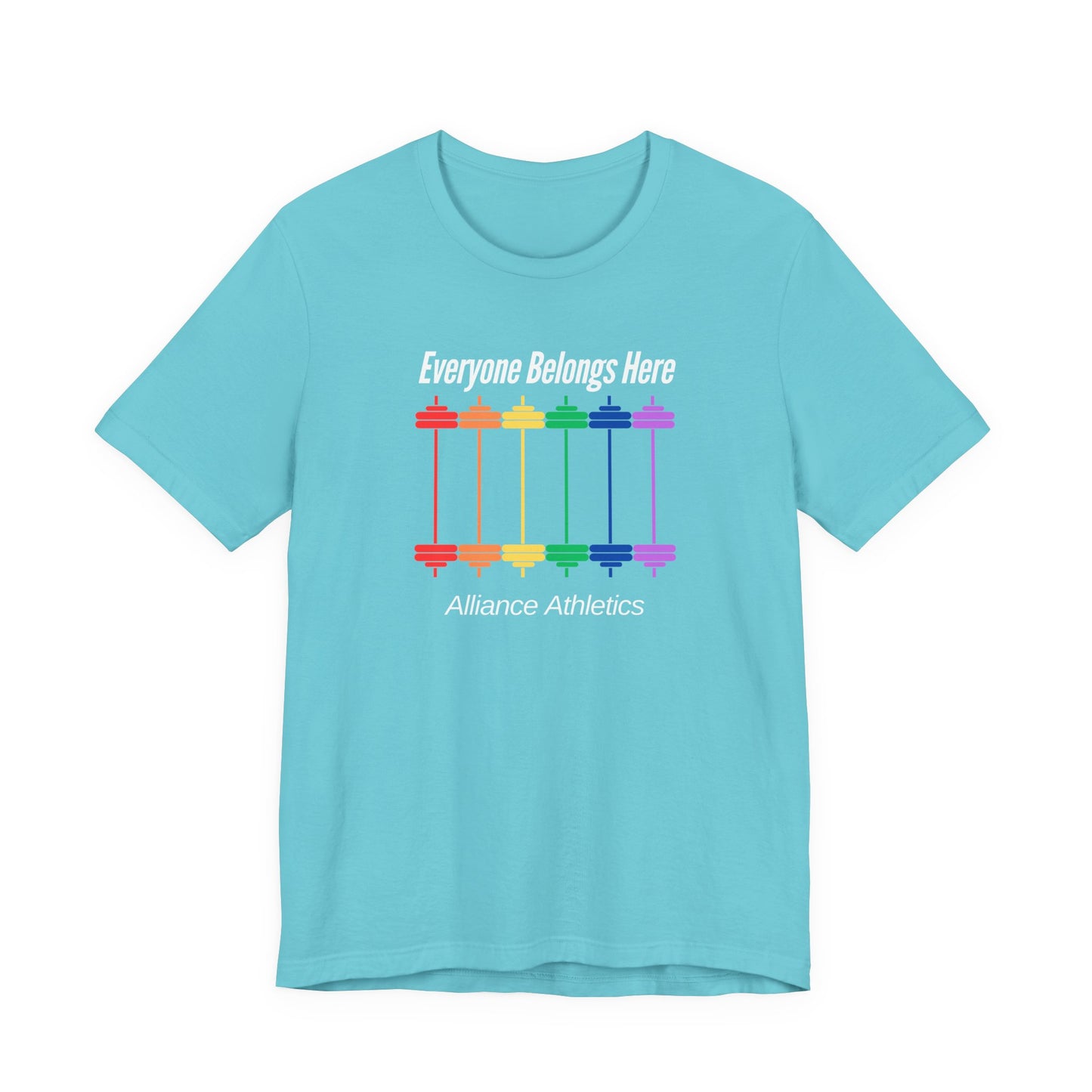 Everyone Belongs Barbells Tee, Funny Workout Shirt, Gym Wear, Unique Gift for Fitness Lovers, Unisex Exercise Tee