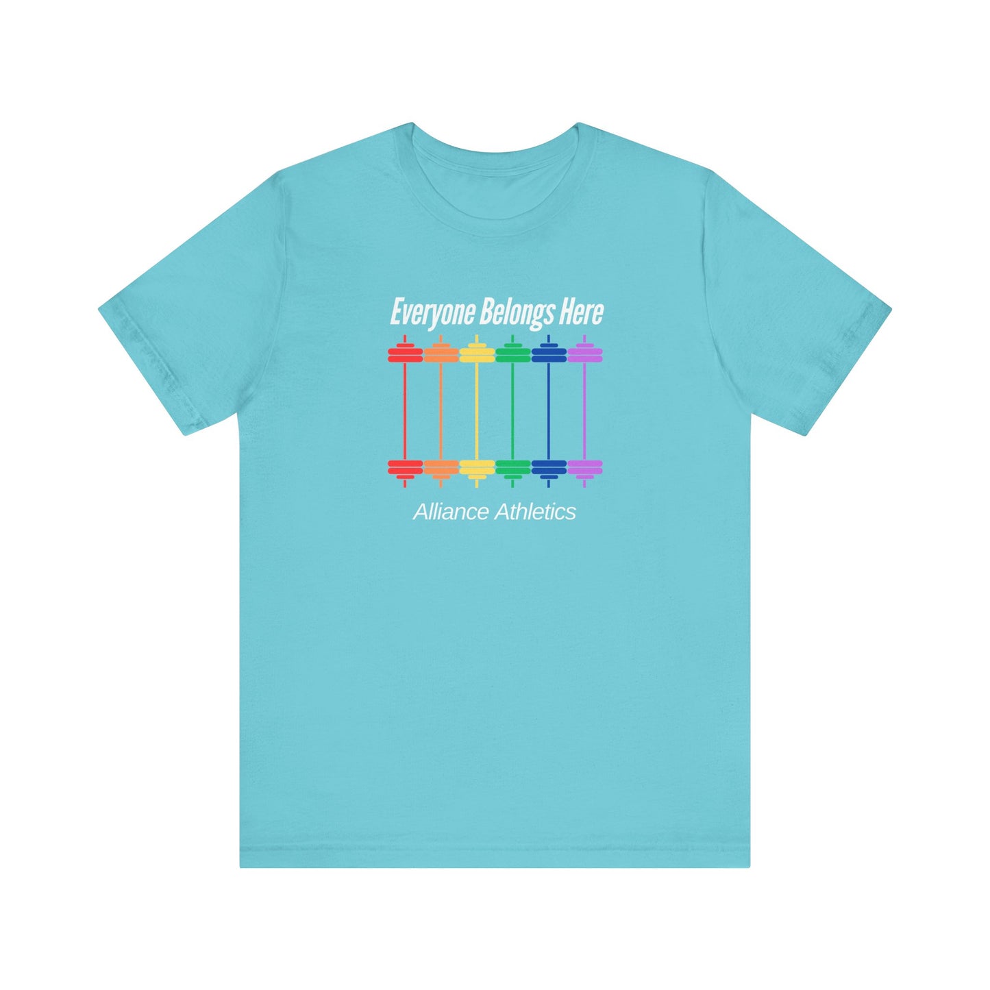 Everyone Belongs Barbells Tee, Funny Workout Shirt, Gym Wear, Unique Gift for Fitness Lovers, Unisex Exercise Tee