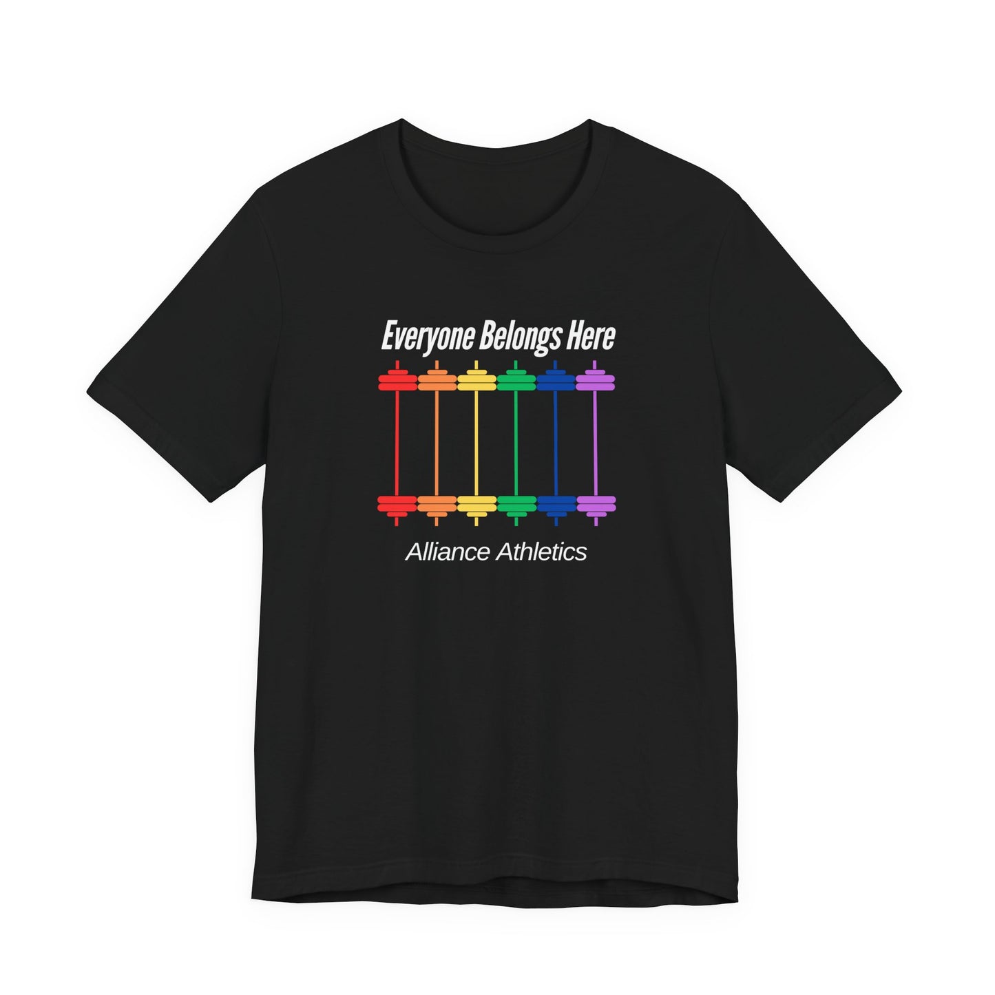 Everyone Belongs Barbells Tee, Funny Workout Shirt, Gym Wear, Unique Gift for Fitness Lovers, Unisex Exercise Tee