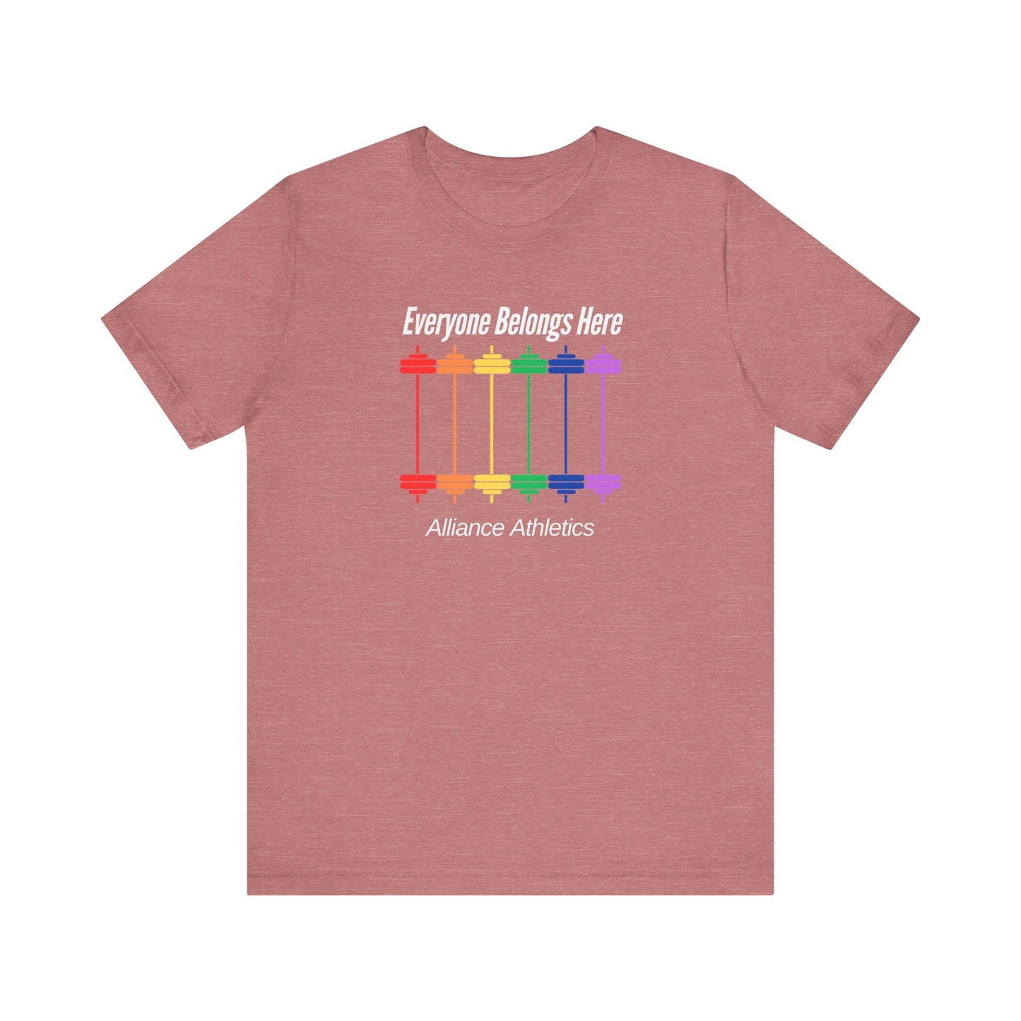 Everyone Belongs Barbells Tee, Funny Workout Shirt, Gym Wear, Unique Gift for Fitness Lovers, Unisex Exercise Tee