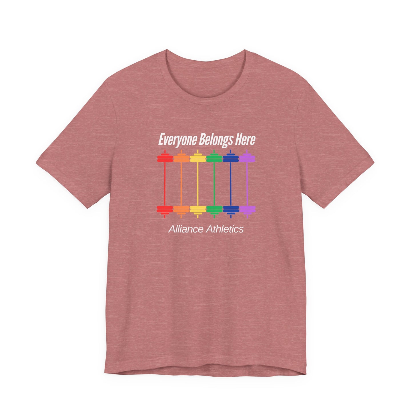Everyone Belongs Barbells Tee, Funny Workout Shirt, Gym Wear, Unique Gift for Fitness Lovers, Unisex Exercise Tee